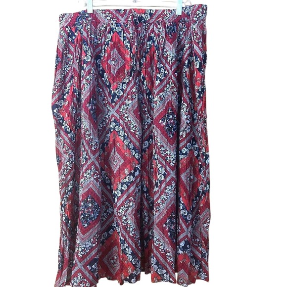 Collections Etc Dresses & Skirts - Vtg Collections Etc-Sz XXL-Pleated Skirt-Patchwork‎ Pattern-Elastic Waist-Boho